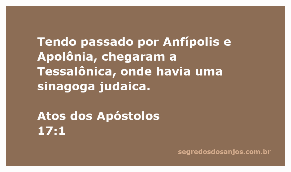 Mapa da rota dos apóstolos passando por Anfípolis, Apolônia e Tessalônica com referência à sinagoga judaica.