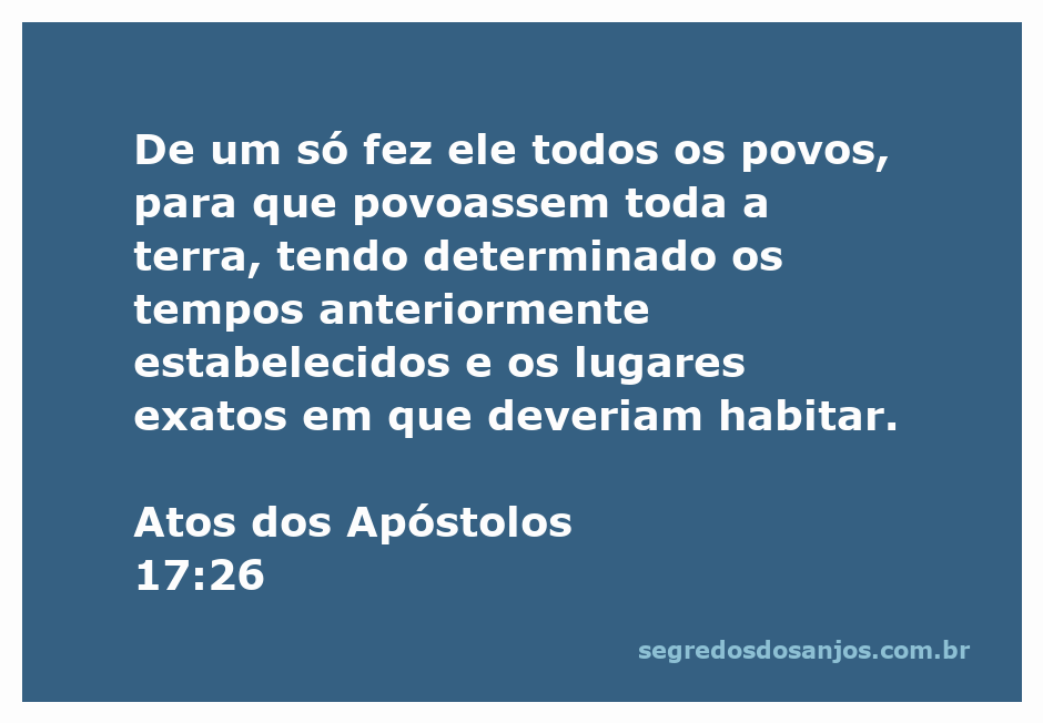 Representação da diversidade dos povos criados por Deus, conforme Atos 17:26.