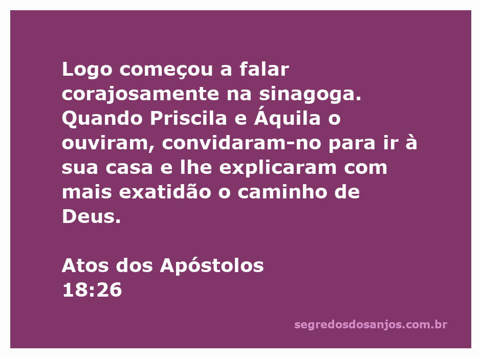 Ilustração de Priscila e Áquila ensinando a um homem corajoso na sinagoga sobre o caminho de Deus.