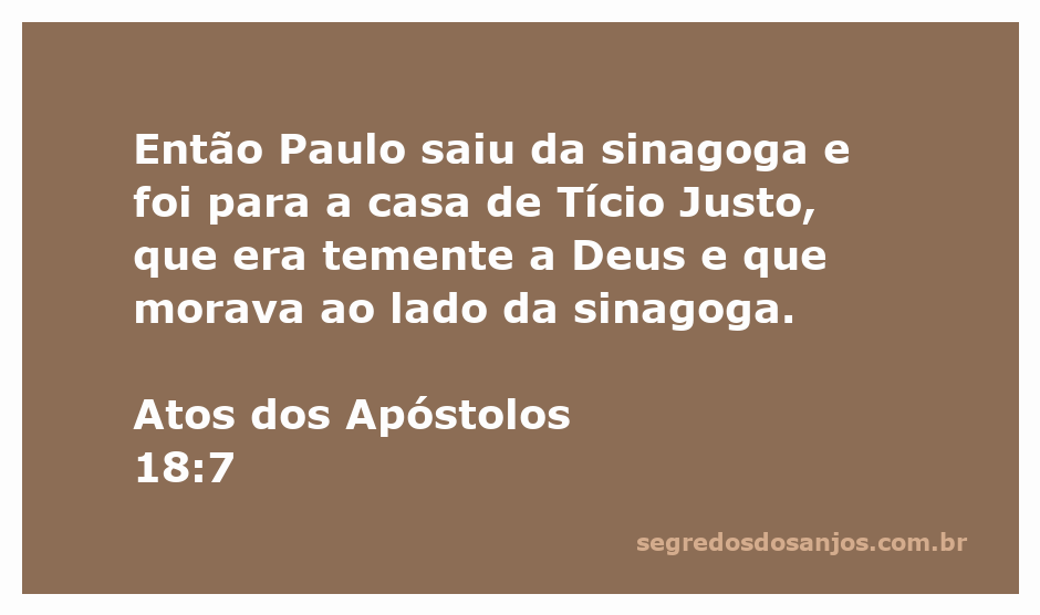 Imagem de Paulo saindo da sinagoga e indo para a casa de Tício Justo, que era temente a Deus.