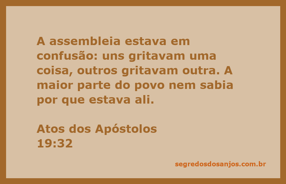 Ilustração da confusão na assembleia descrita em Atos 19:32, representando pessoas gritando e sem entendimento.
