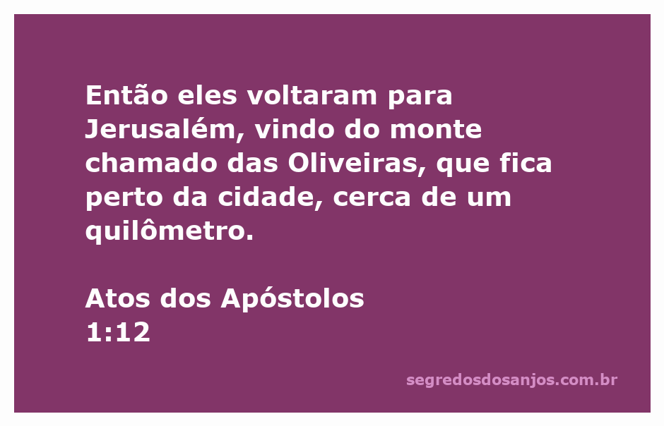 Os apóstolos retornando a Jerusalém após a ascensão de Jesus, passando pelo monte das Oliveiras.