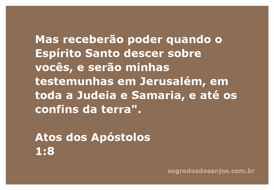 Ilustração do versículo Atos 1:8, destacando a promessa do poder do Espírito Santo e a missão de ser testemunha.