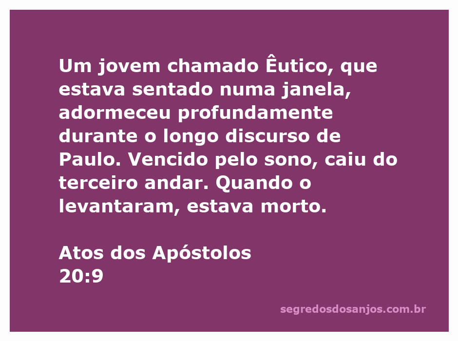 Ilustração de Êutico caindo da janela durante o discurso de Paulo em Atos 20:9.