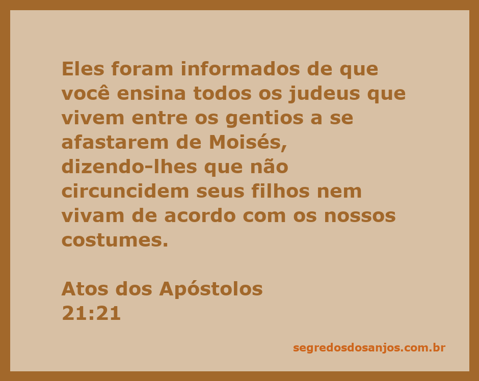 Ilustração do versículo Atos 21:21, abordando a controvérsia sobre a lei de Moisés e a circuncisão entre os judeus e gentios.