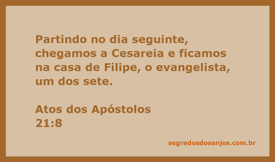 Imagem representativa da viagem dos apóstolos chegando em Cesareia e visitando Filipe, o evangelista.