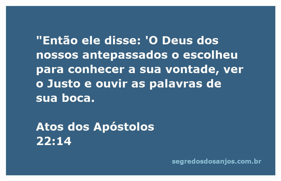 Representação do versículo Atos 22:14, destacando a escolha divina e a revelação de Deus ao apóstolo.