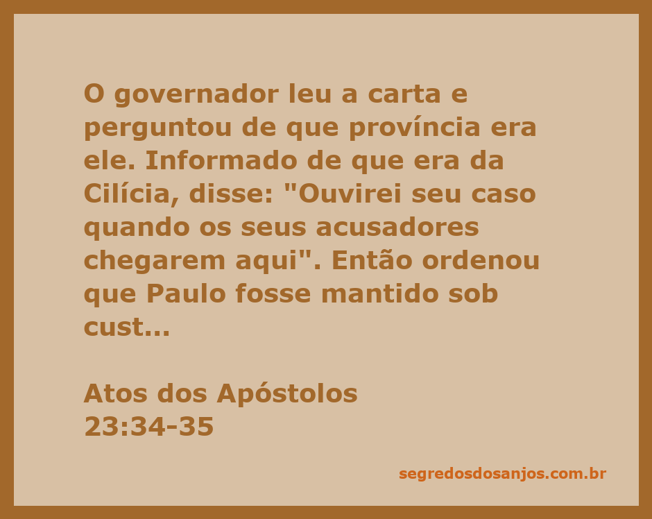 Governador lendo a carta sobre Paulo, com o palácio de Herodes ao fundo.
