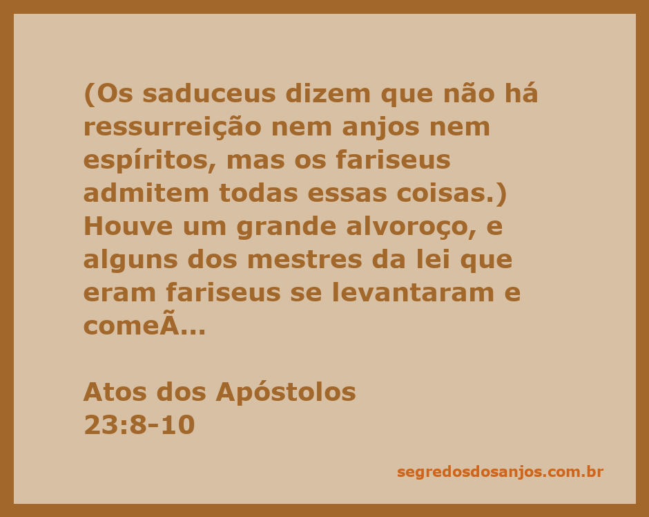 Ilustração da discussão entre fariseus e saduceus sobre Paulo, destacando a ressurreição, anjos e espíritos.