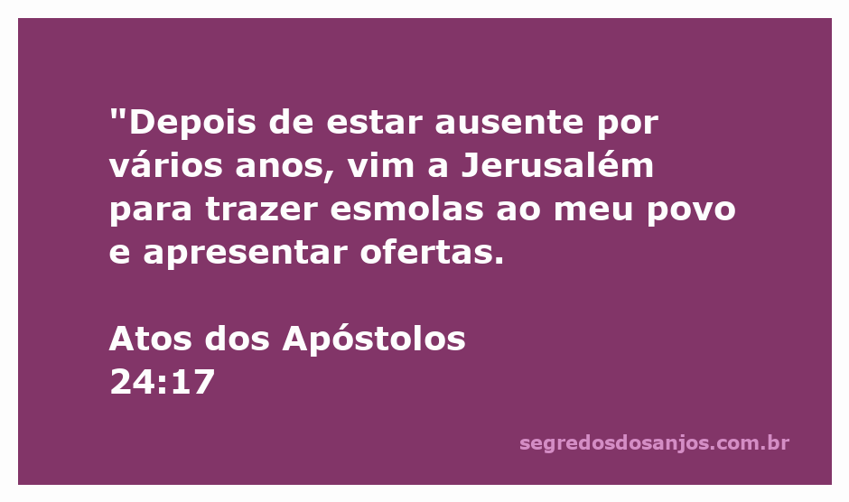 Imagem representativa de Atos dos Apóstolos 24:17, ilustrando a doação e generosidade.