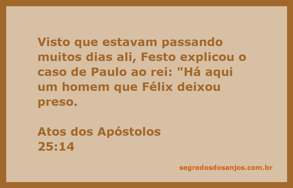 Imagem de Festo explicando o caso de Paulo ao rei em Atos dos Apóstolos 25:14.