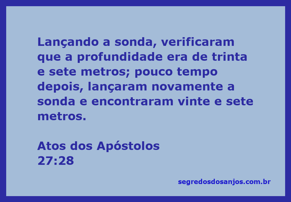 Representação da profundidade do mar conforme Atos 27:28, mostrando a sonda descendo em busca de medição.