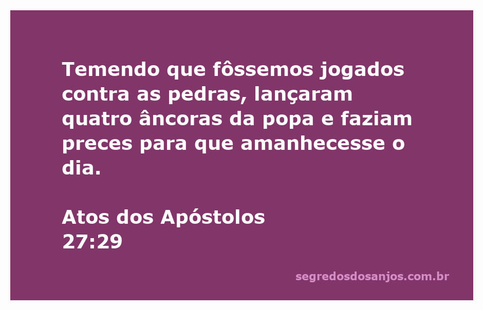Quatro âncoras lançadas ao mar em uma noite tempestuosa, simbolizando a esperança e a fé em Deus.