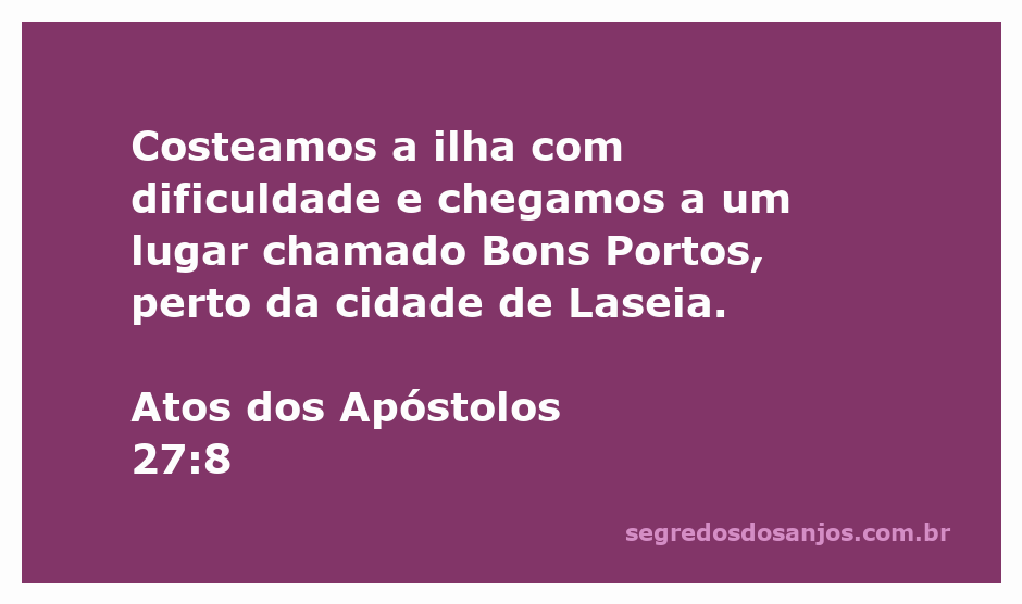 Imagem da ilha de Bons Portos, mencionada em Atos 27:8, representando um local de abrigo durante a viagem de Paulo.