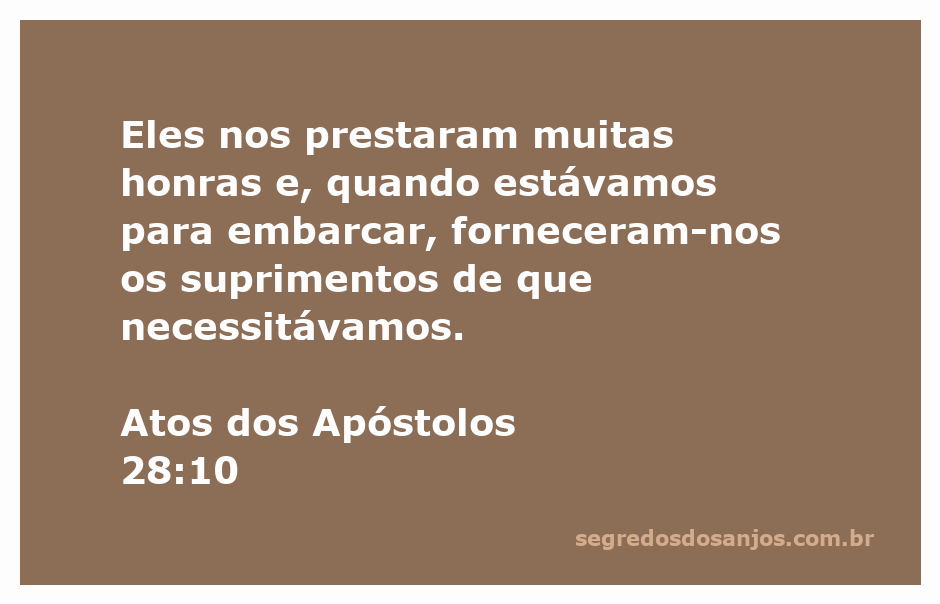 Ilustração de Atos 28:10, mostrando a generosidade das pessoas que ajudaram os apóstolos com suprimentos.