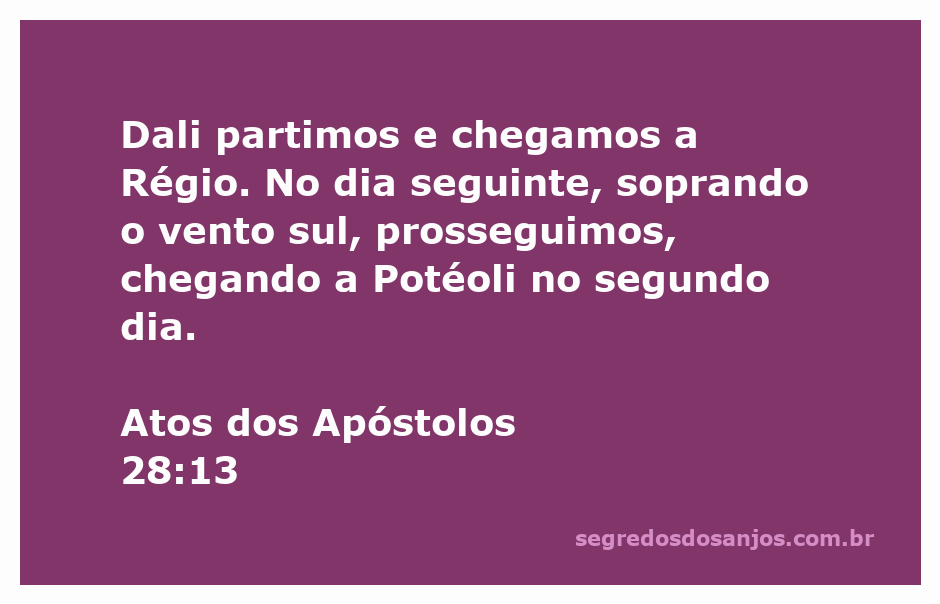 Mapa da rota de viagem de Paulo, mostrando a passagem de Régio a Potéoli.