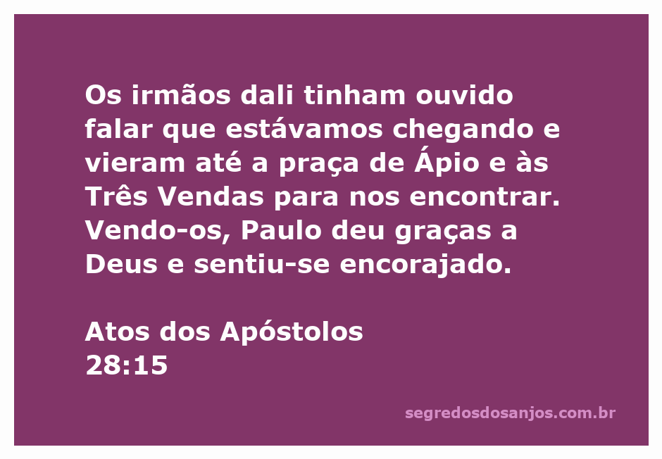 Paulo sendo recebido por irmãos em Ápio e Três Vendas, expressando gratidão a Deus.