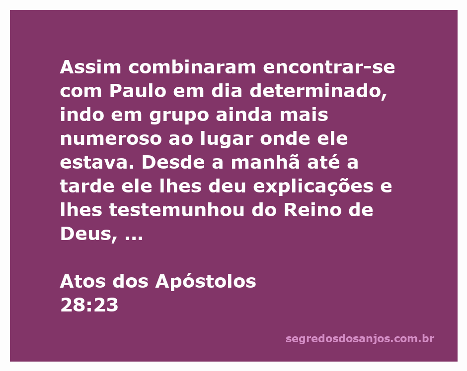 Paulo explicando o Reino de Deus para um grupo de ouvintes em Atos 28:23.