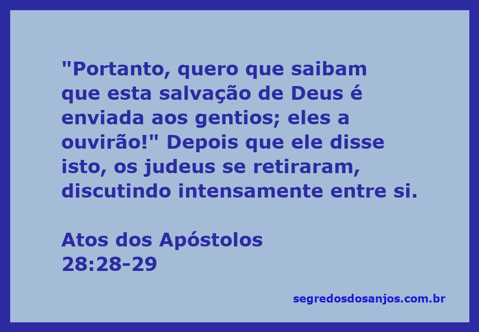 A ilustração de Atos dos Apóstolos 28:28-29, representando a mensagem de salvação de Deus sendo enviada aos gentios, com judeus discutindo ao fundo.