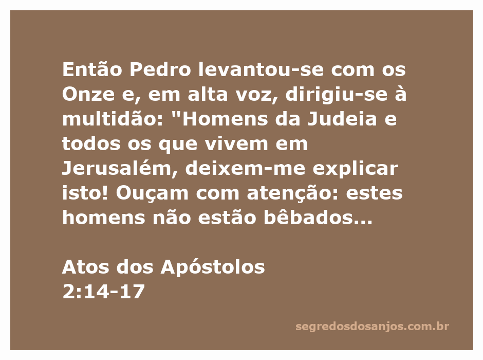 Pedro pregando aos judeus em Jerusalém, explicando a descida do Espírito Santo conforme profetizado por Joel.