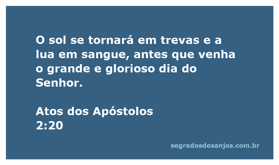 Ilustração do versículo Atos 2:20, retratando o sol escurecendo e a lua se tornando vermelha, simbolizando o dia do Senhor.