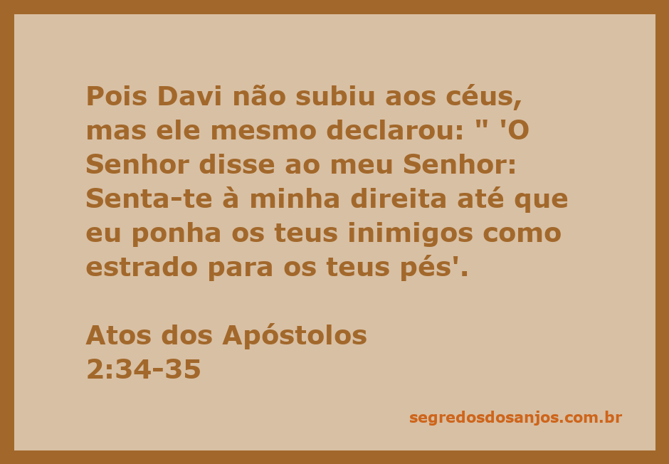 Imagem representativa da passagem bíblica Atos 2:34-35, destacando a declaração de Davi sobre o Senhor.