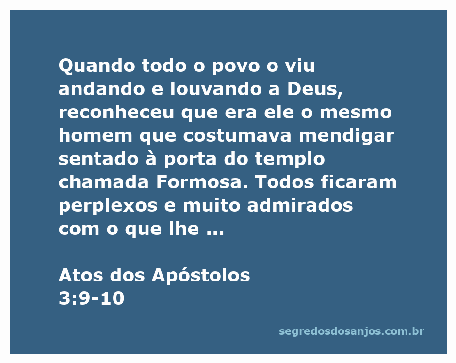 Homem curado andando e louvando a Deus na porta do templo, com multidão admirada ao fundo.