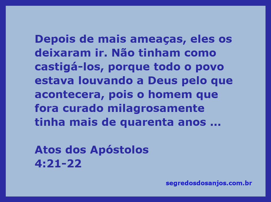Ilustração de Atos dos Apóstolos 4:21-22, mostrando a cura milagrosa de um homem idoso que foi louvado pela multidão.