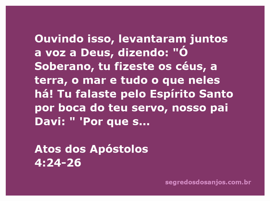 Imagem que representa a oração dos apóstolos exaltando a soberania de Deus, com foco na passagem de Atos dos Apóstolos 4:24-26.