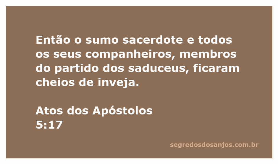 Sumo sacerdote e saduceus demonstrando inveja em Atos 5:17