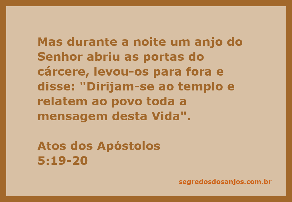 Anjo do Senhor libertando apóstolos da prisão em Atos 5:19-20