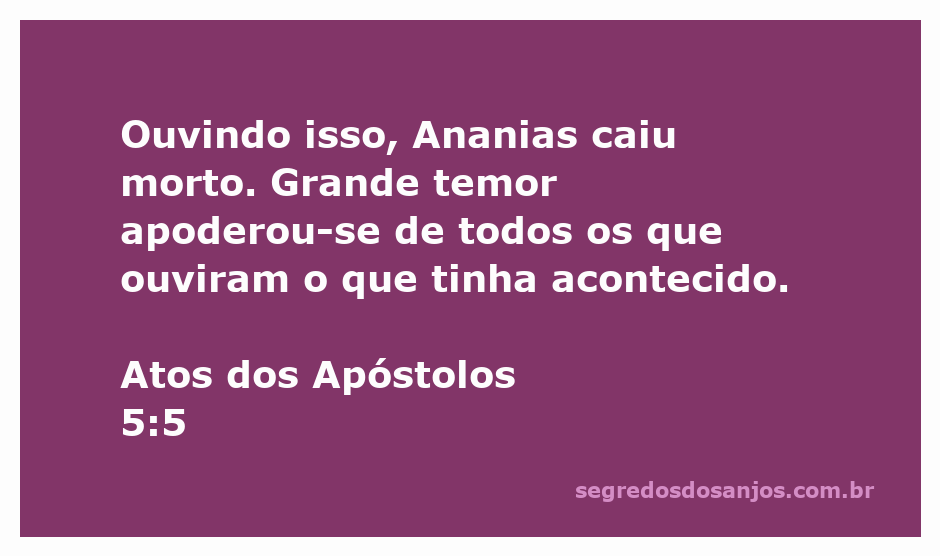 Ananias caindo morto após mentir sobre sua doação, representando a consequência de enganar o Espírito Santo.