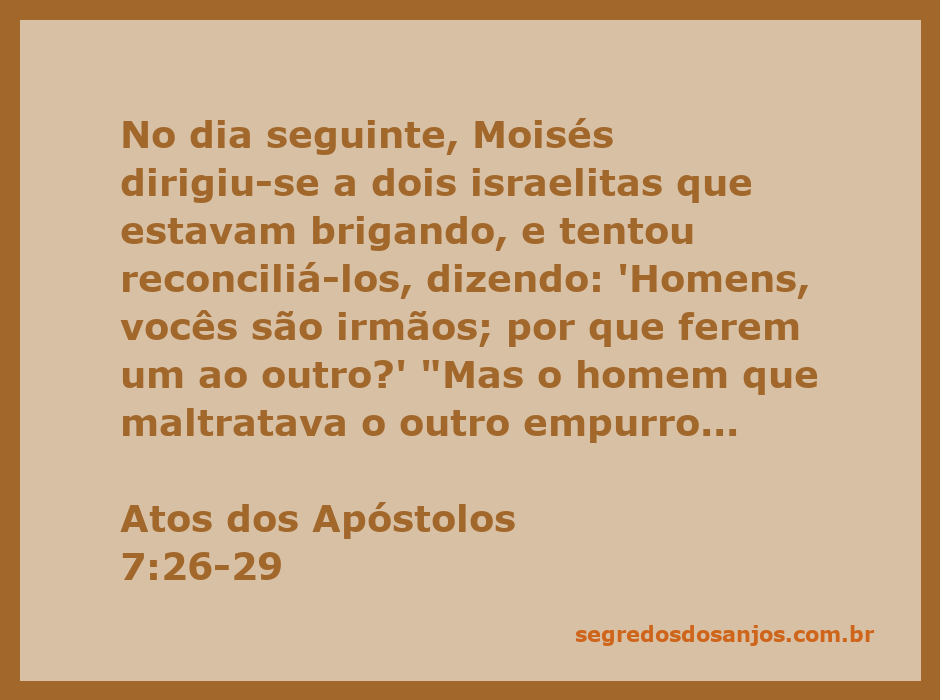 Moisés tentando reconciliar dois israelitas em uma ilustração bíblica.