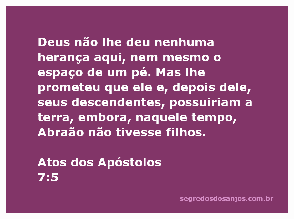 Imagem representativa de Abraão recebendo a promessa de Deus sobre a terra para seus descendentes, destacando Atos 7:5.