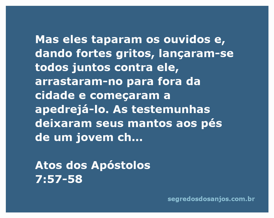 Ilustração da cena do apedrejamento de Estêvão, com pessoas gritando e Saulo observando.