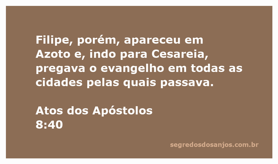 Filipe pregando o evangelho em Azoto e Cesareia, com cidades ao fundo.