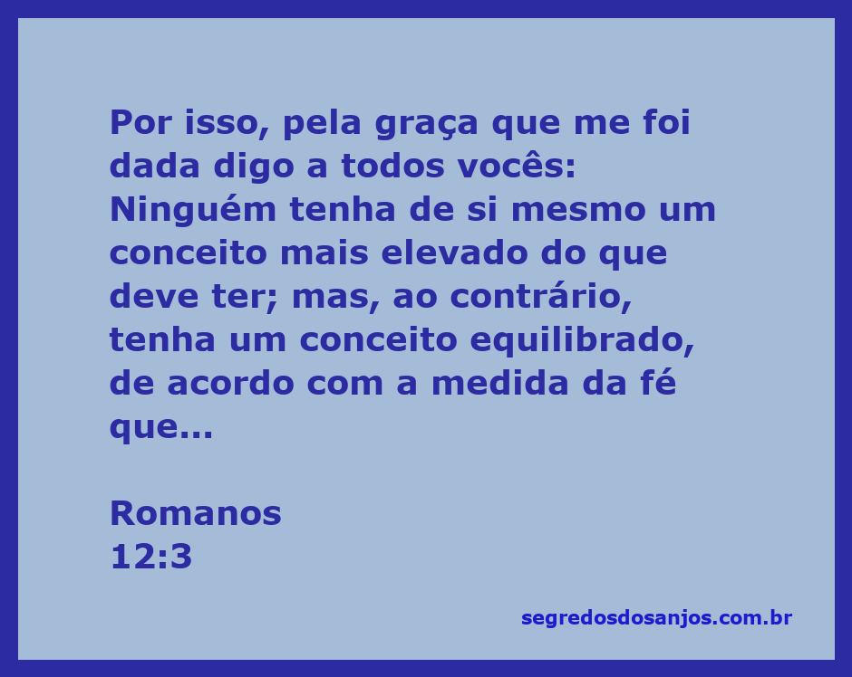 Imagem inspiradora com a citação de Romanos 12:3 sobre humildade e equilíbrio na fé.