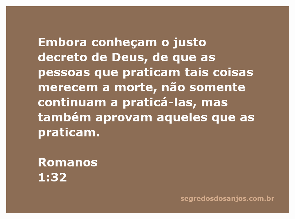 Imagem que representa a passagem bíblica Romanos 1:32, com uma ilustração sobre o justo decreto de Deus e o pecado.