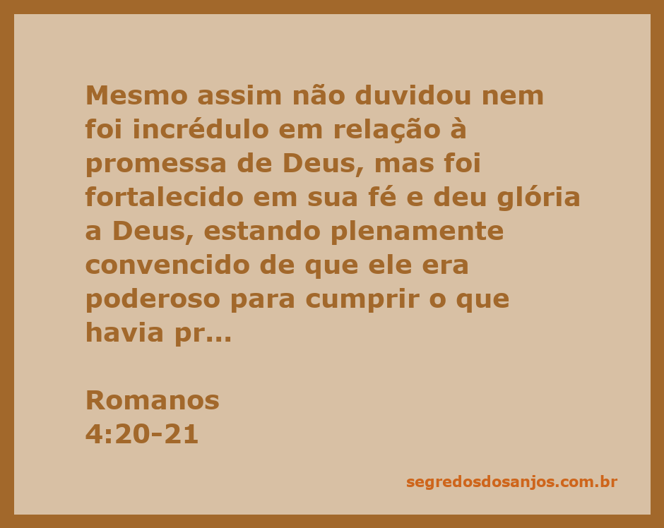 Abraham demonstrating unwavering faith in God's promises from Romans 4:20-21