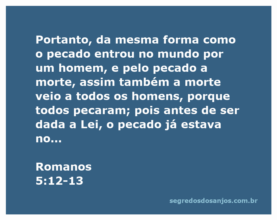 Ilustração da passagem Romanos 5:12-13, destacando a entrada do pecado no mundo e sua relação com a morte.