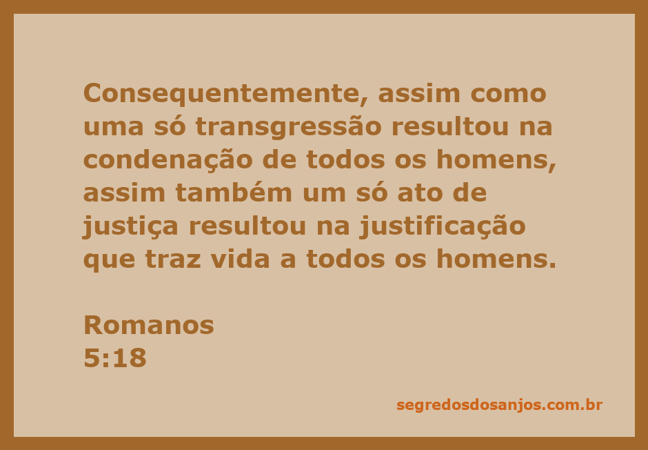 Ilustração do versículo Romanos 5:18, mostrando a transgressão e a justificação através de um ato de justiça.