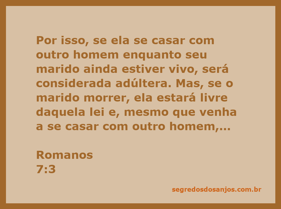 Ilustração do versículo Romanos 7:3 sobre a lei do casamento e a fidelidade conjugal.
