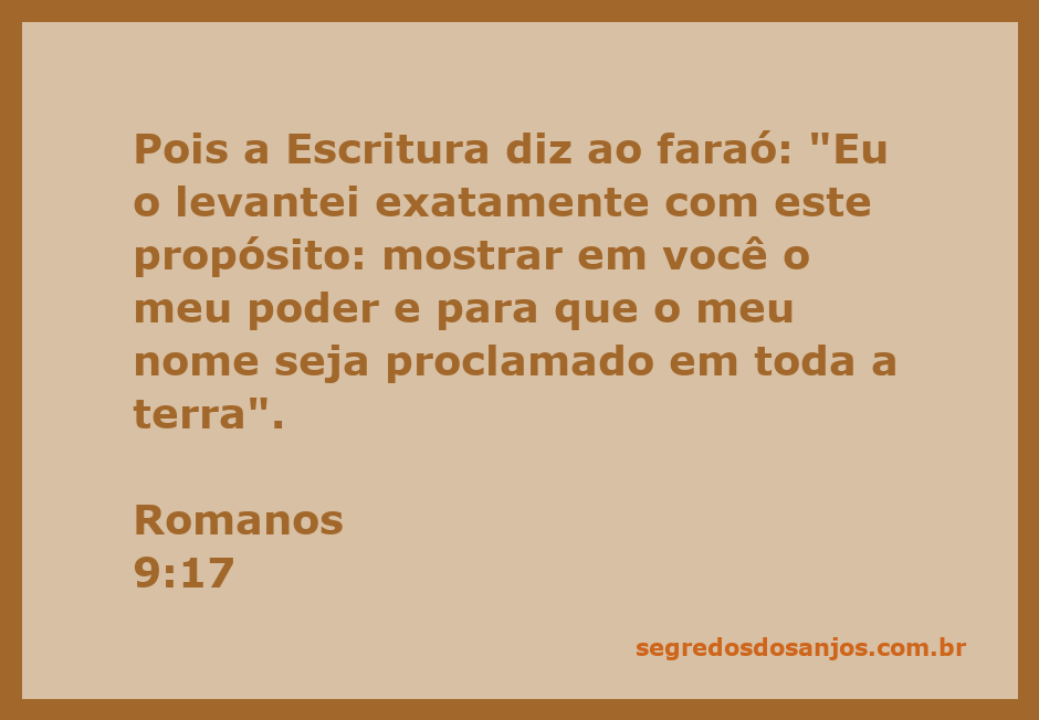Imagem representativa da passagem de Romanos 9:17, que fala sobre o poder de Deus e a proclamação do Seu nome.