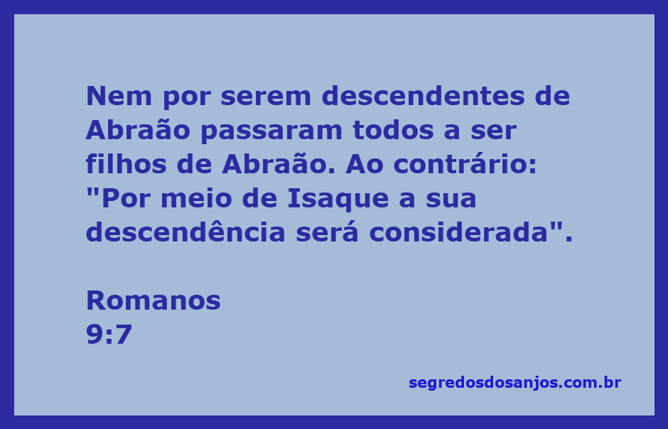 Representação da passagem bíblica Romanos 9:7 sobre a descendência de Abraão e Isaque.