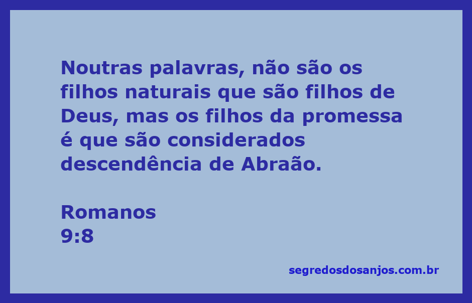 Imagem representativa da passagem de Romanos 9:8 destacando a importância dos filhos da promessa.