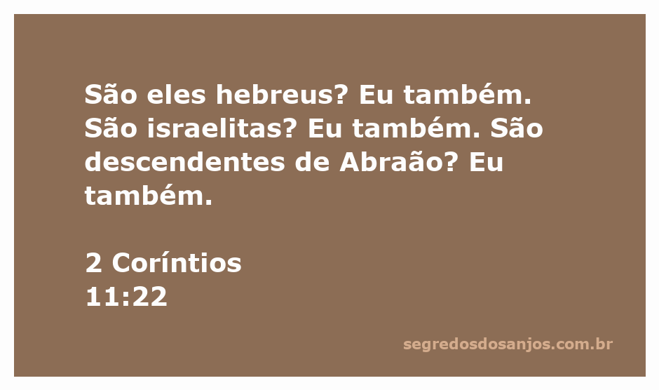 Imagem representativa do versículo 2 Coríntios 11:22, destacando a identidade hebraica e a descendência de Abraão.