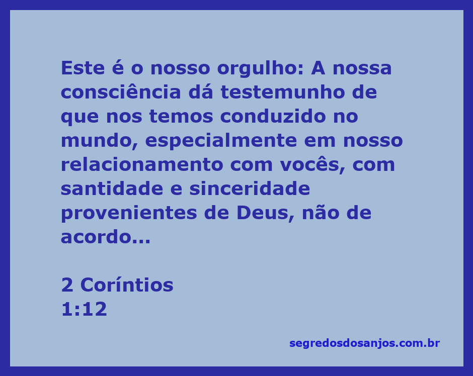 Imagem representativa da passagem de 2 Coríntios 1:12, simbolizando santidade e sinceridade no relacionamento humano.