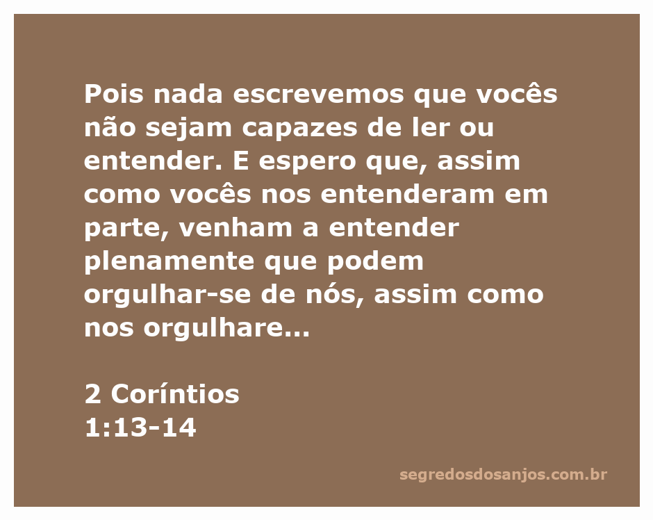 Imagem representativa da passagem bíblica 2 Coríntios 1:13-14, destacando a compreensão e o orgulho mútuo entre Paulo e os coríntios.