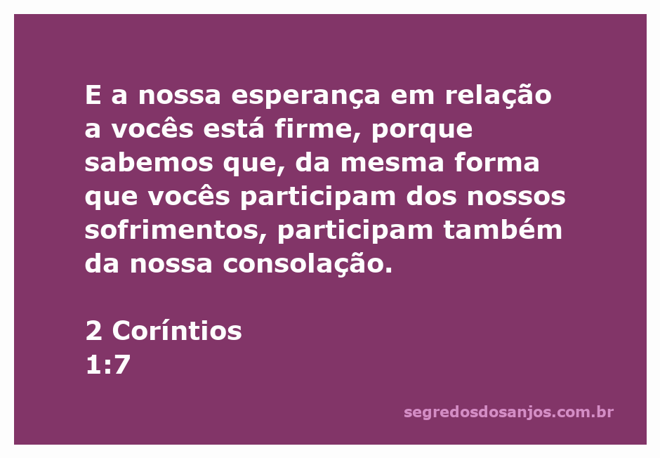 Imagem que representa a esperança e a consolação entre os cristãos, inspirada em 2 Coríntios 1:7.