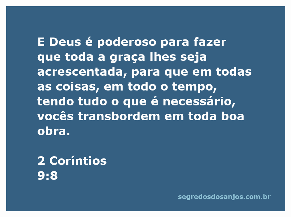 Imagem inspiradora sobre a abundância da graça de Deus em 2 Coríntios 9:8